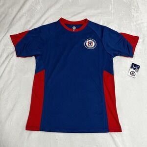 CRUZ AZUL S Soccer T-Shirt Jersey Short‎ Sleeve Athletic Blue Red